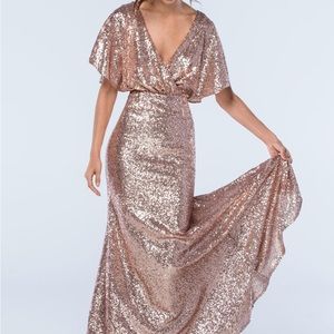 Watters & Watters Elson 2306 Bridesmaid Rose Gold Sequin Dress 6 Gown Formal